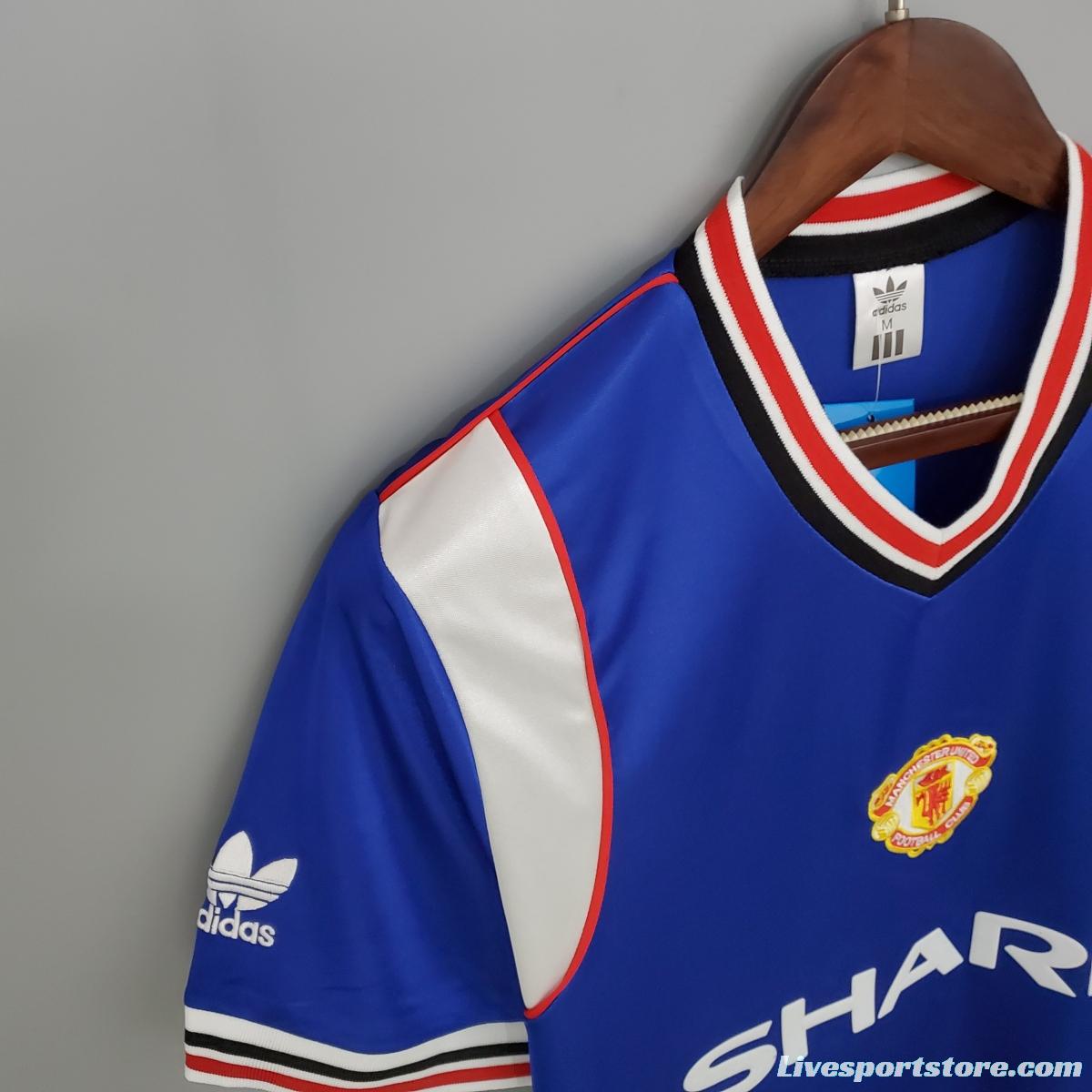 Retro Manchester United 85/86 away blue Soccer Jersey