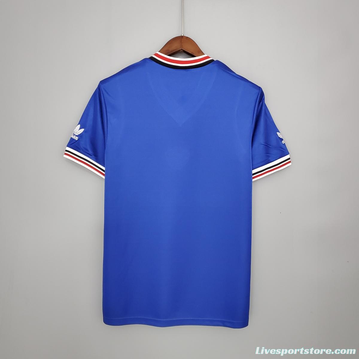 Retro Manchester United 85/86 away blue Soccer Jersey