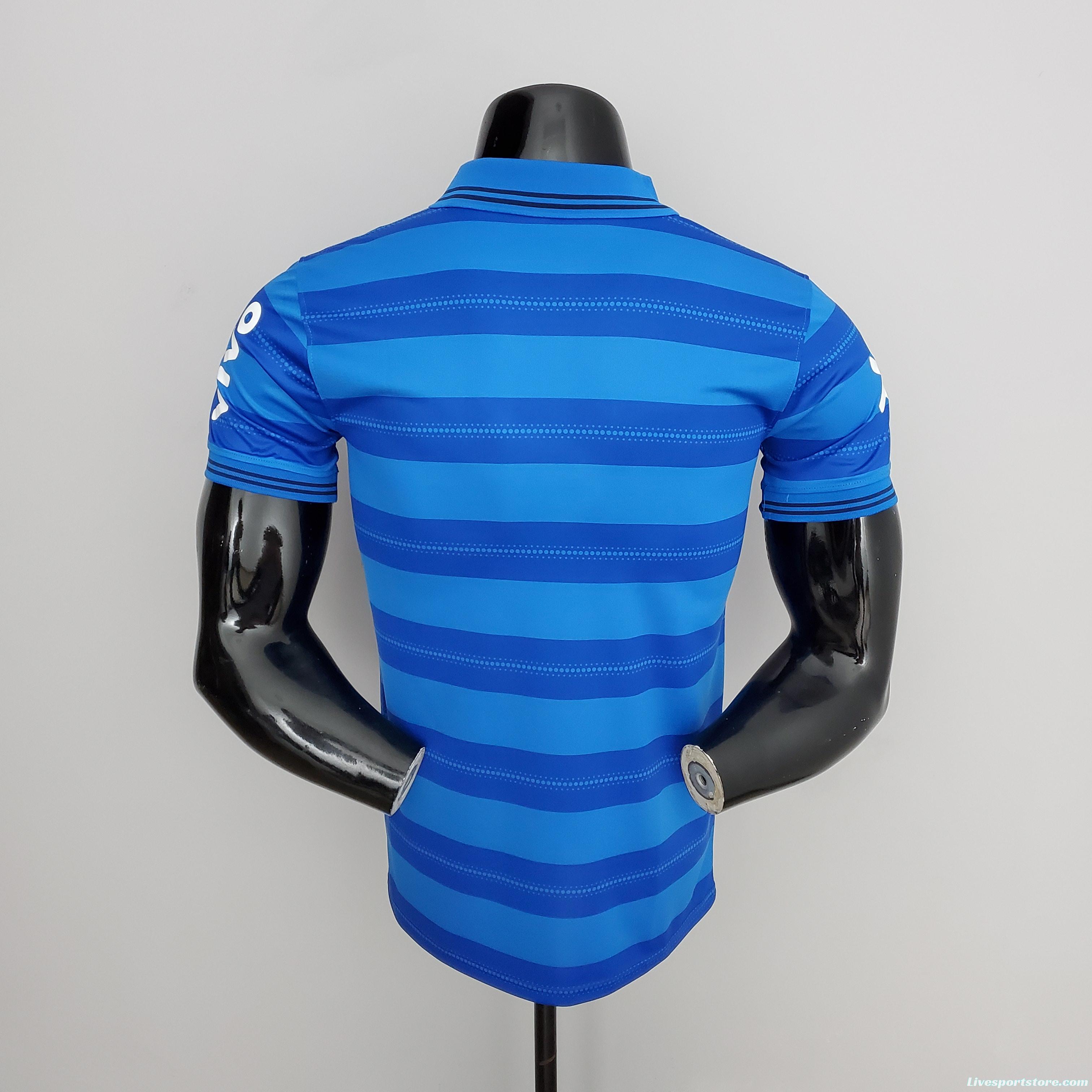 Brazil POLO Blue Stripe Soccer Jersey