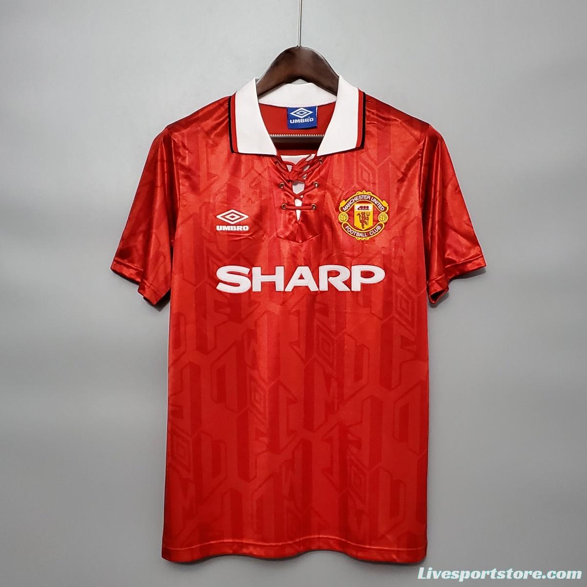 Retro 92/94 Manchester United home Soccer Jersey