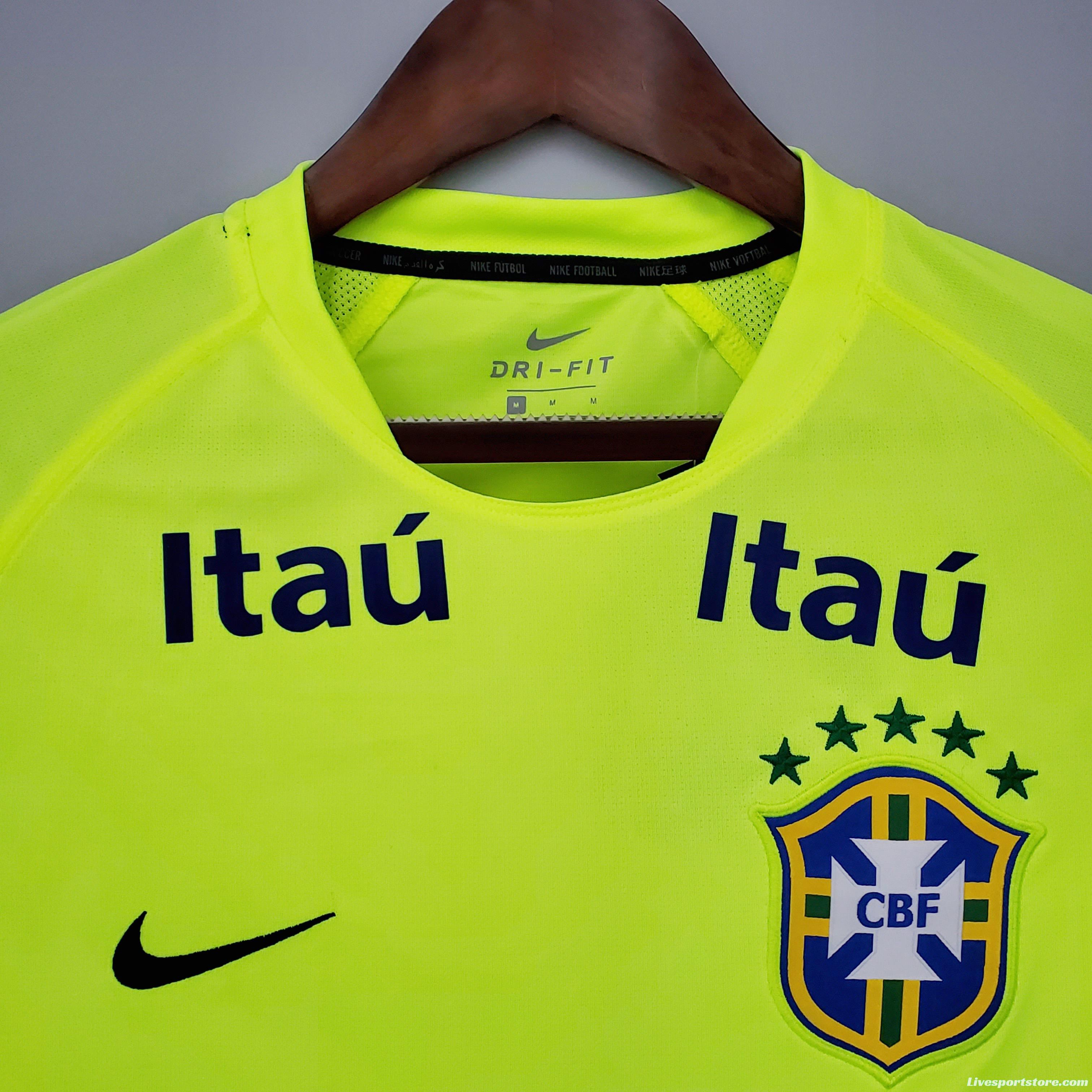 Brazil training suit fluorescent green Soccer Jersey