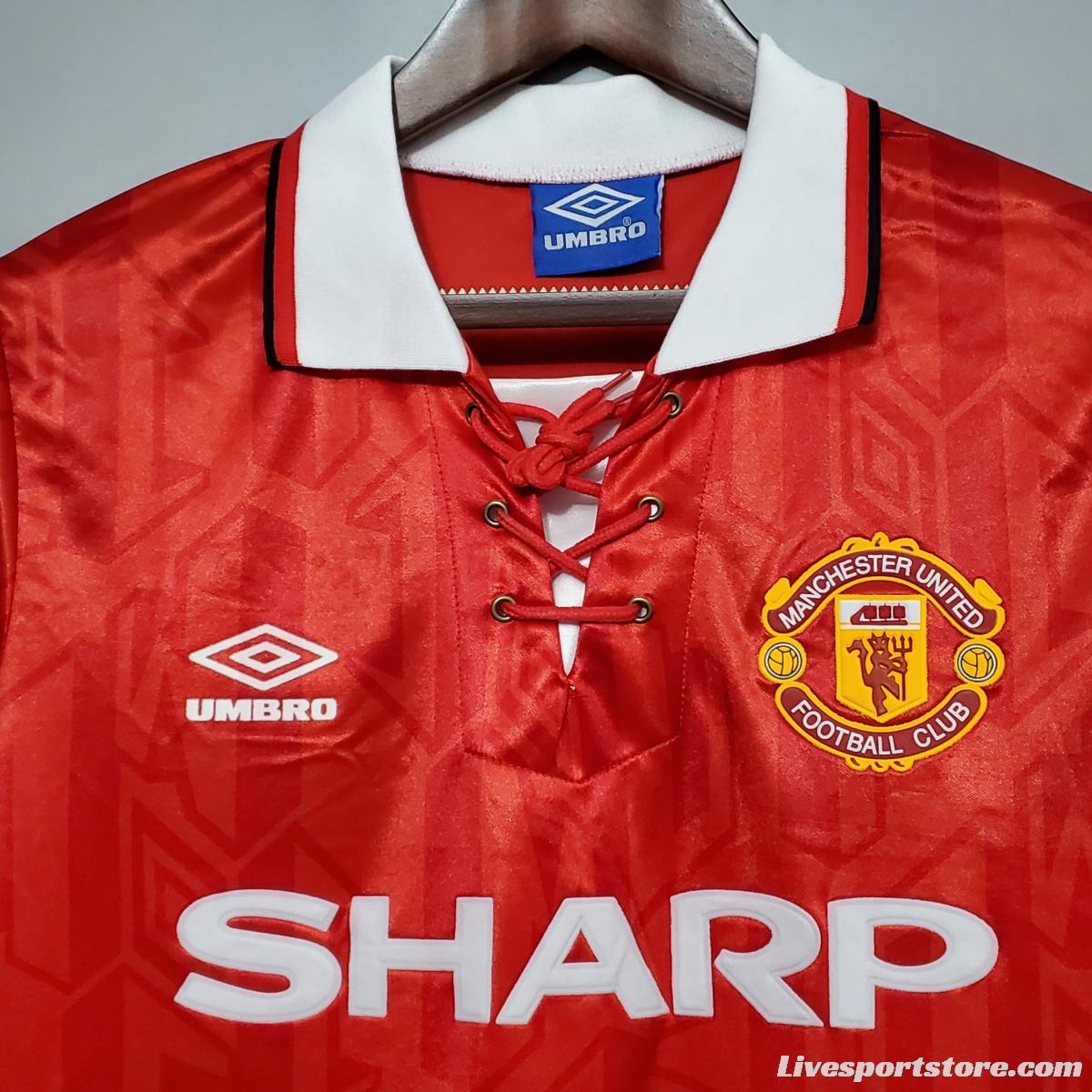 Retro 92/94 Manchester United home Soccer Jersey