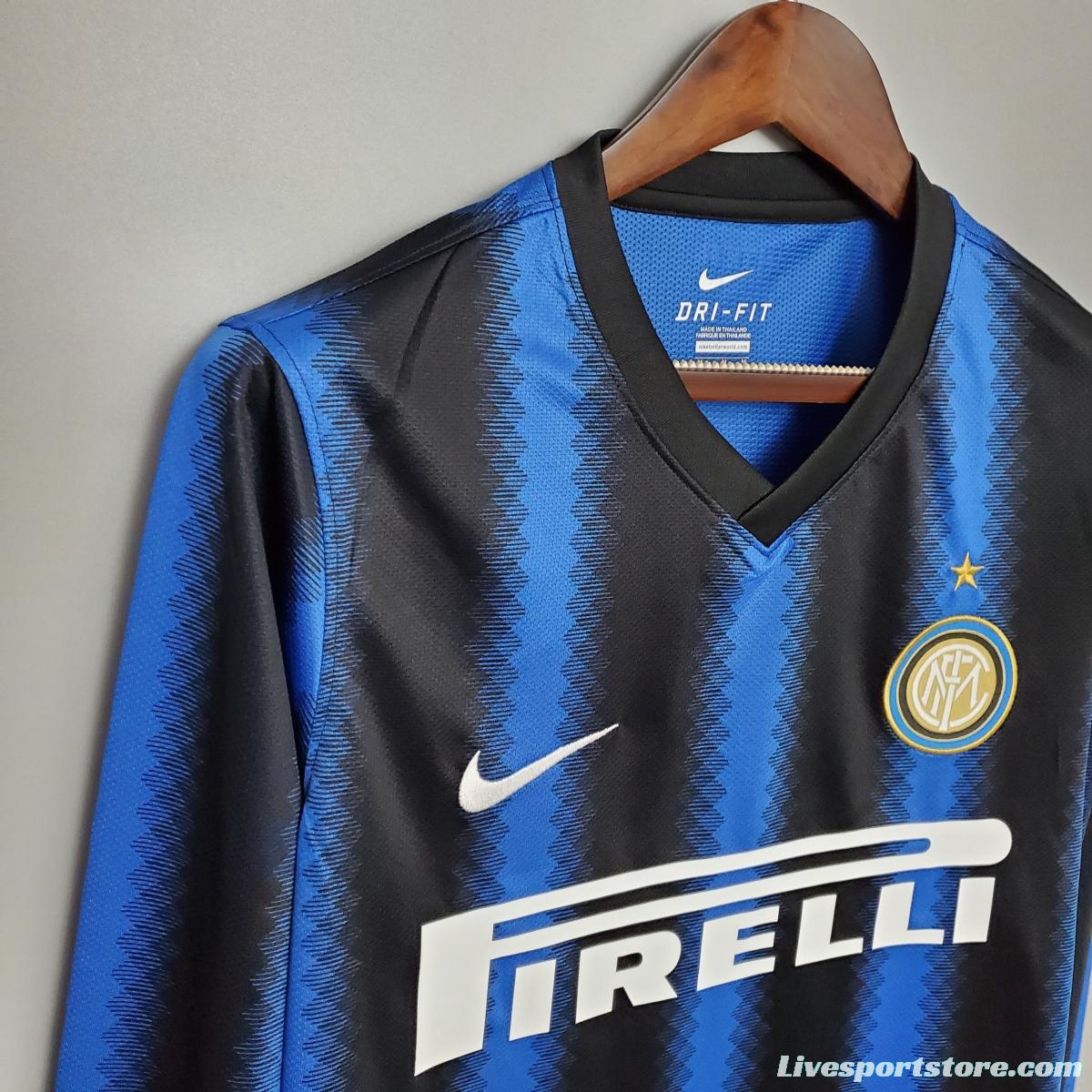 Retro long-sleeved 10/11 Inter Milan home Soccer Jersey