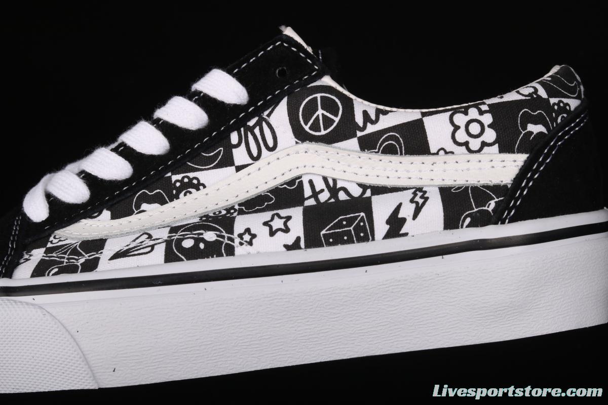 Vans Old Skool black-and-white graffiti printed low-top shoes VN0A7Q2J6U6