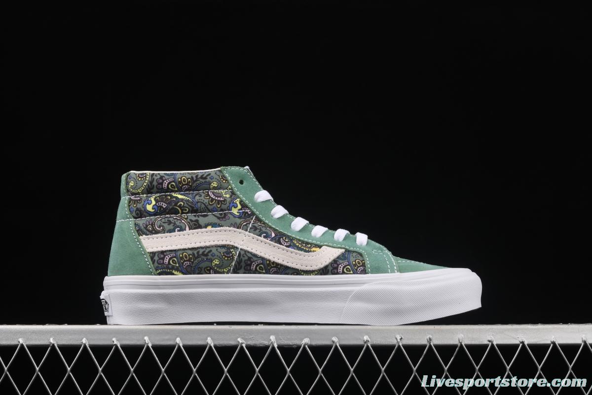 Vans Sk8-Mid Reissue cashew flower avocado green color Zhongbang leisure board shoes VN0A391F6TM