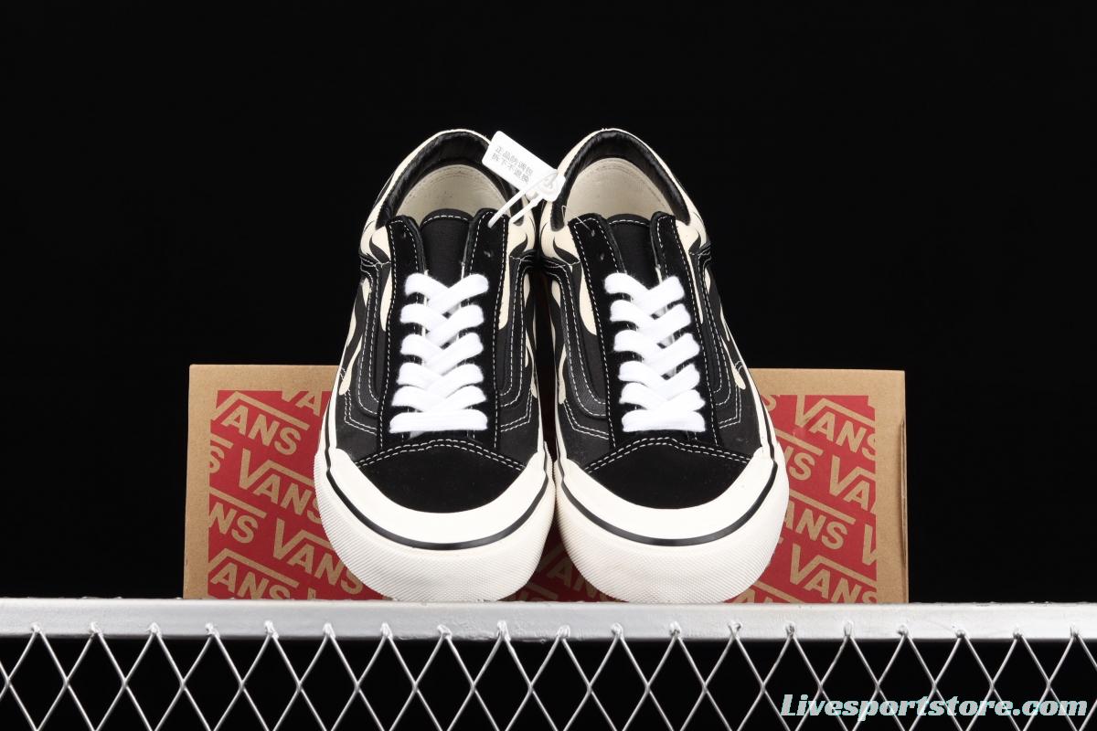 Vans Style 36 half-moon Baotou black-and-white flame low-top sports shoes VN0A3ZCJROF