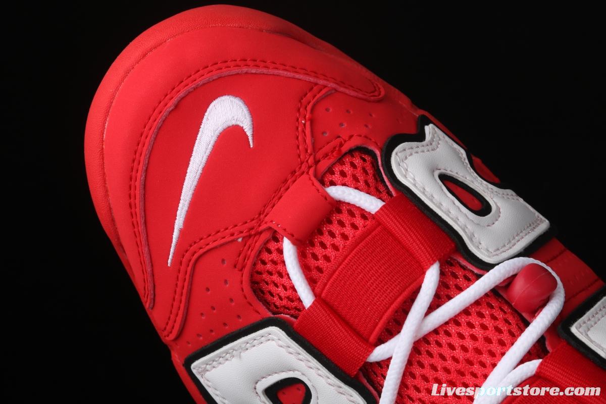 NIKE Air More Uptempo 96 QS Hoop Pack Pippen original series classic high street leisure sports culture basketball shoes red, white and black bull CD9402-600