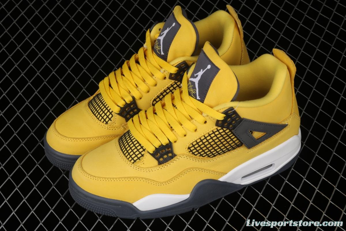 Air Jordan 4 Lightning repeated engraving of white and yellow electric masterbatch basketball shoes CT8527-700