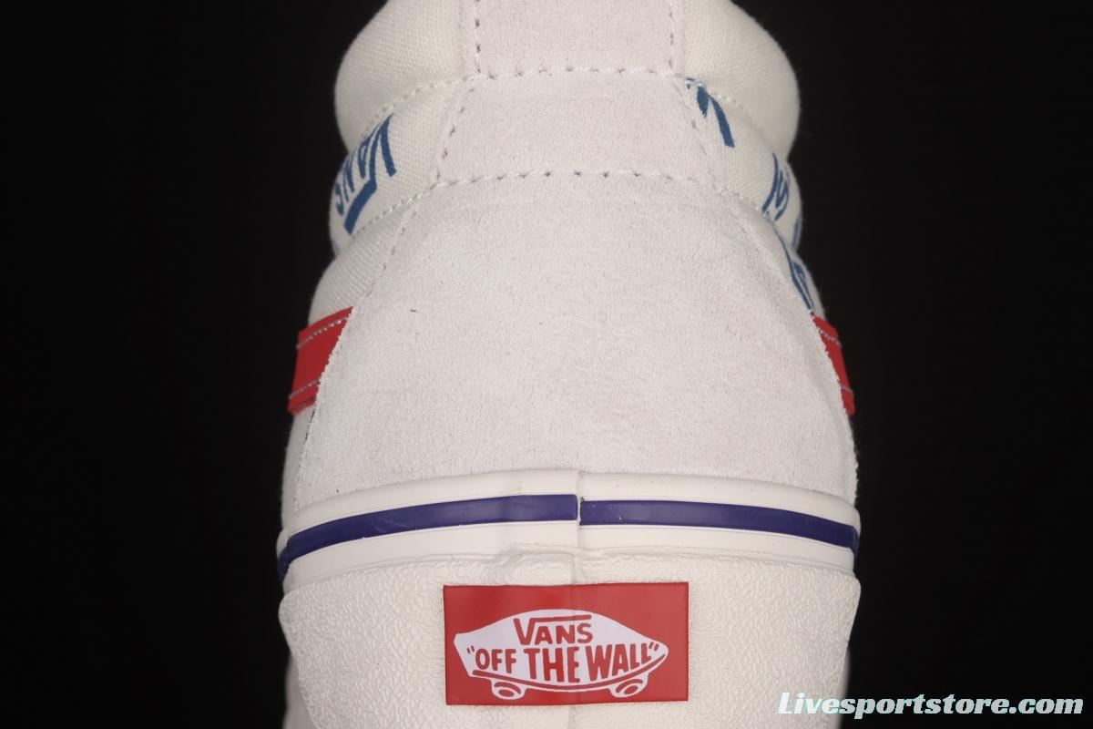 Vans Sk8-Mid Logo white full printed medium top casual board shoes VN0A3WKT9M8