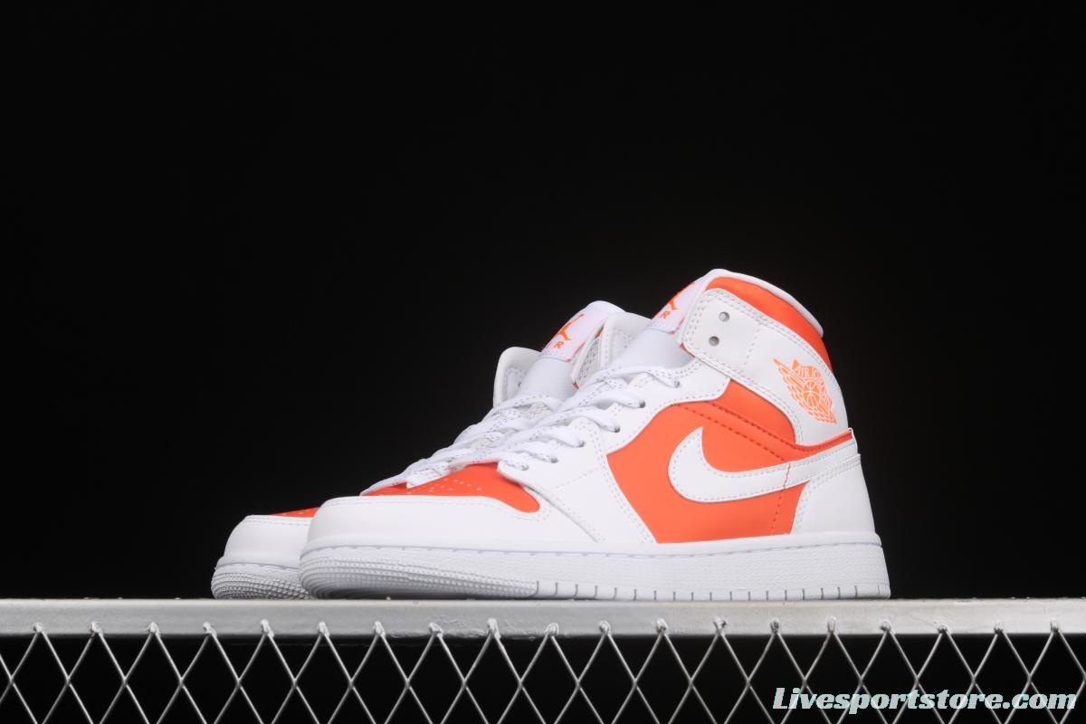 Air Jordan 1 Mid White Orange Zhongbang Basketball shoes CZ0774-800