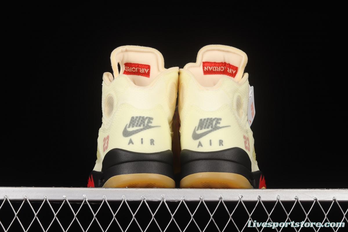 OFF-White x Air Jordan 5 Retro SP White Sail Golden Cicada DH8565-100