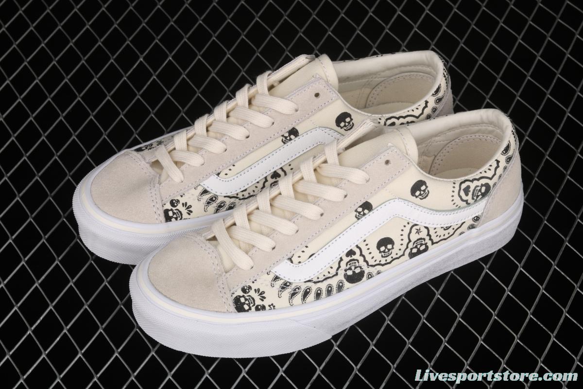 Vans Style 36 million skull print low side vulcanized canvas casual shoes VN0A4BVEN8K White Skeleton