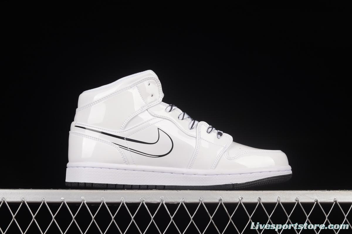 Air Jordan 1 Mid GS Schematic White Graffiti Zhongbang Basketball Shoes DQ1864-100