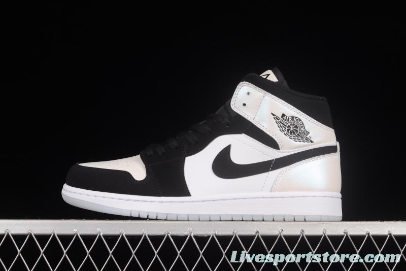 Air Jordan 1 Mid Diamond Shorts Pearl White Black Panda DH6933-100