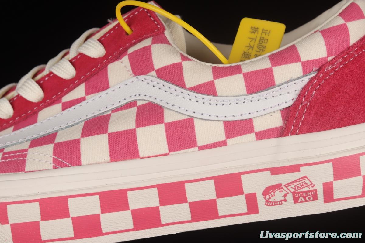 Vans Style 36 Anaheim Pink and White Checkerboard Low Help Casual Board Shoes VN0A38GF2U9