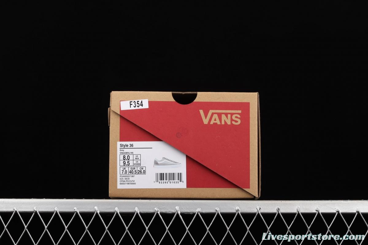 Vans Style 36 gray and white crescent toe low upper shoes VN0A3MVL195