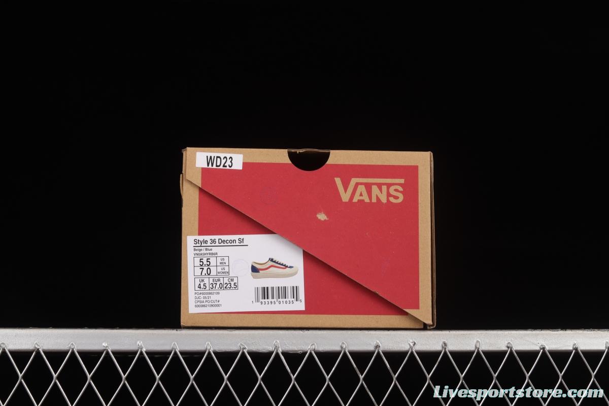 Vans Style 36 Decon Sf New White Blue Red Half Crescent Toe Low Top Sneakers VN0A5HYRB6R