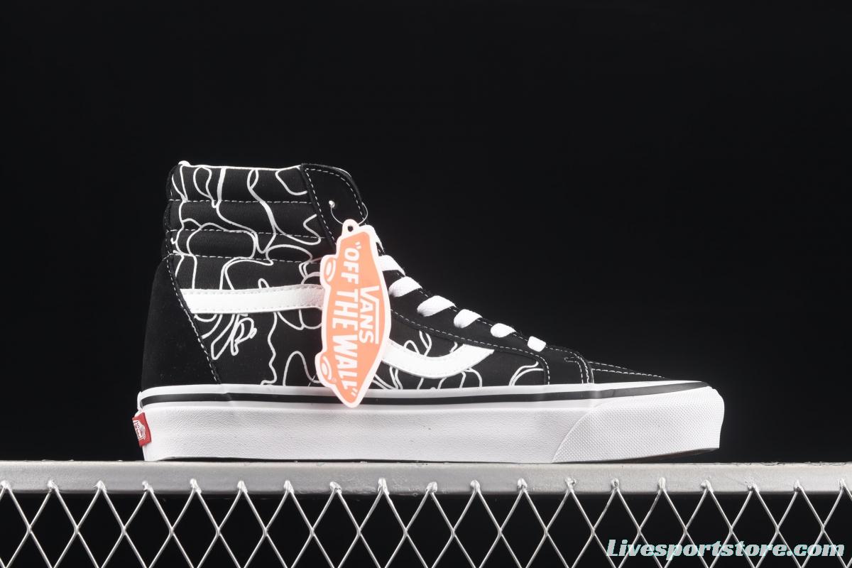 Vans Sk8-Hi BAPE co-signed Anaheim black and white classic high top casual board shoes VN0A38GF7BG