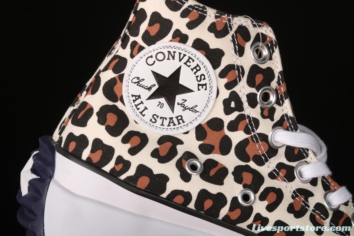 JW Anderson x Converse Run Star Hike white leopard pattern heightened casual board shoes 166862C