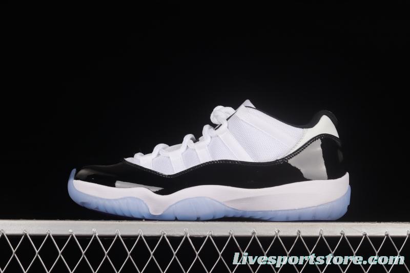 Air Jordan 11 Low Concord 1 Kang buckle white and black real standard real carbon low-top basketball shoes 528895-153