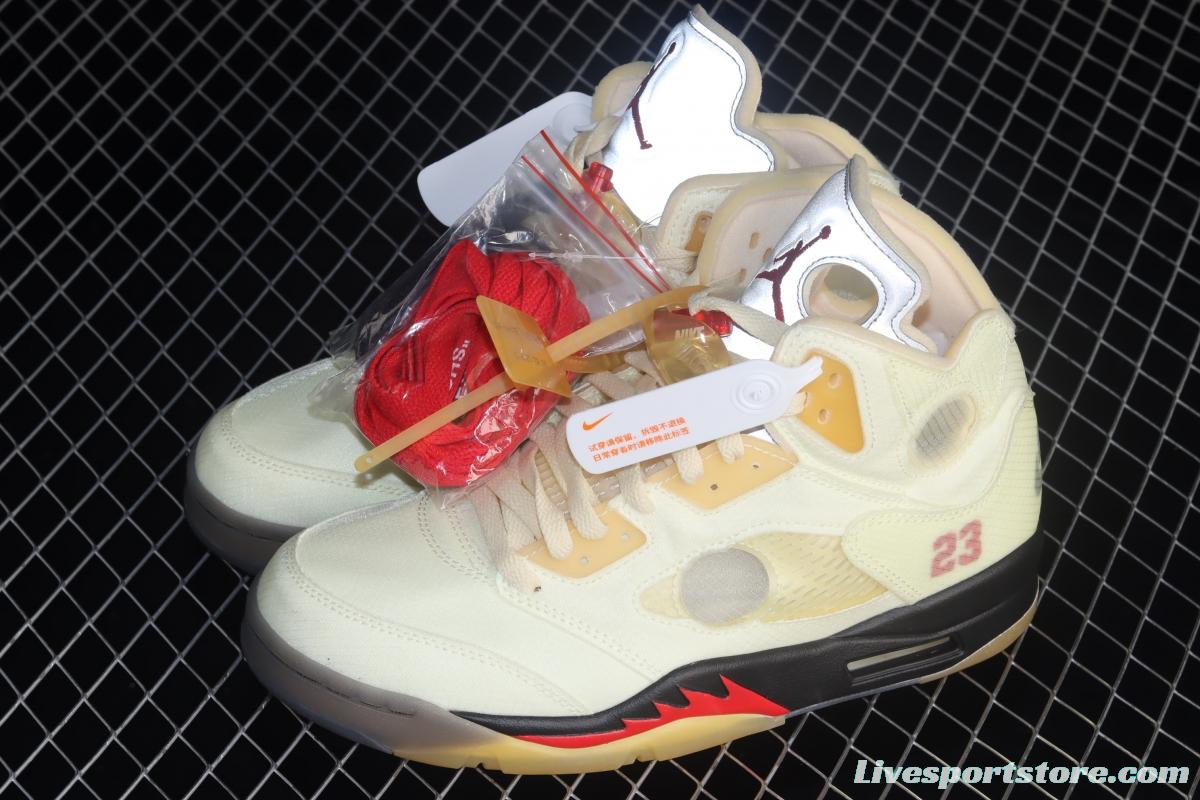 OFF-White x Air Jordan 5 Retro SP White Sail Golden Cicada DH8565-100