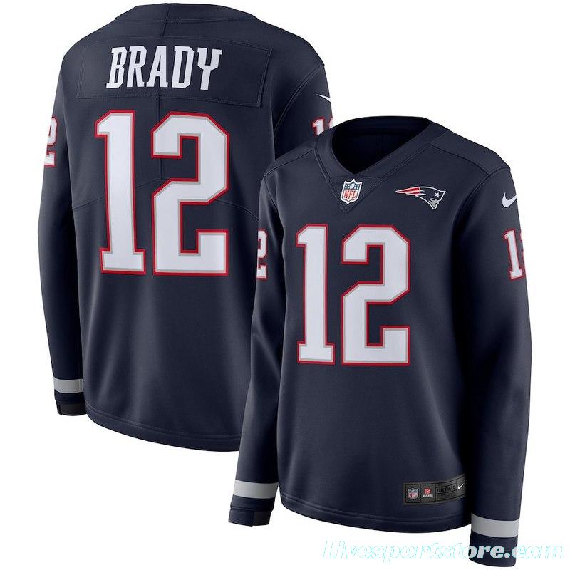 Women's Tom Brady New Black Therma Long Sleeve Player Limited Team Jersey