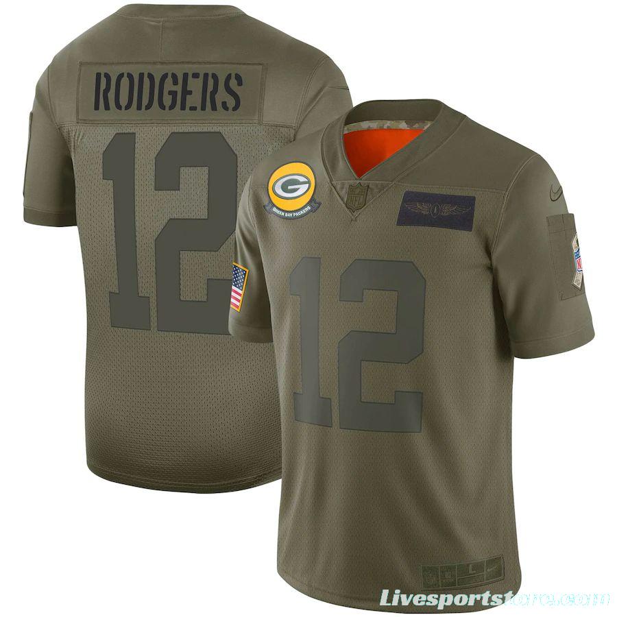 Youth Aaron Rodgers Olive 2019 Salute to Service Player Limited Team Jersey