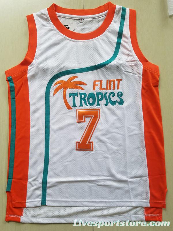 Flint Tropics 7 Coffee Black Basketball Jersey Semi Pro Team New