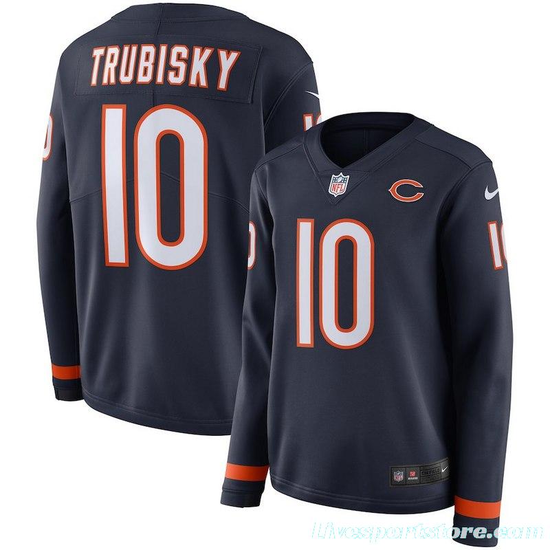 Women's Mitchell Trubisky Black Therma Long Sleeve Player Limited Team Jersey