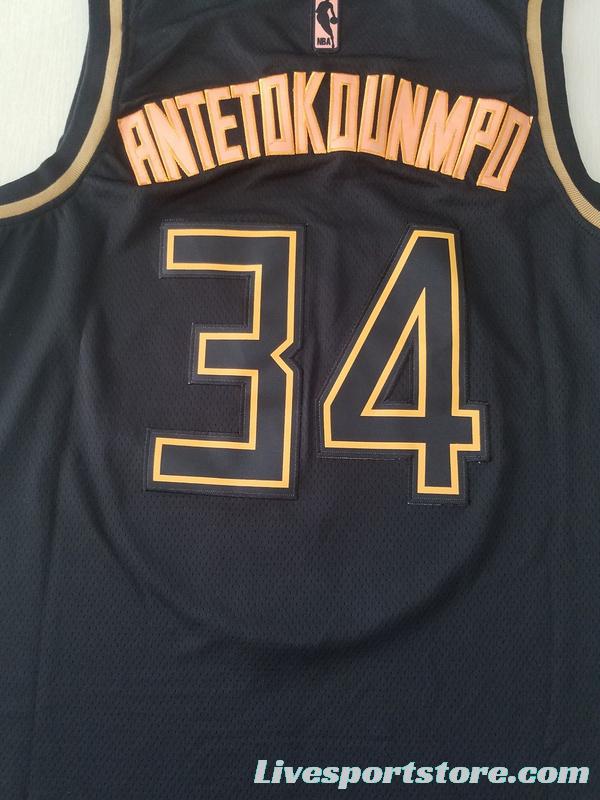 Giannis Antetokounmpo 34 Black Golden Edition Jersey