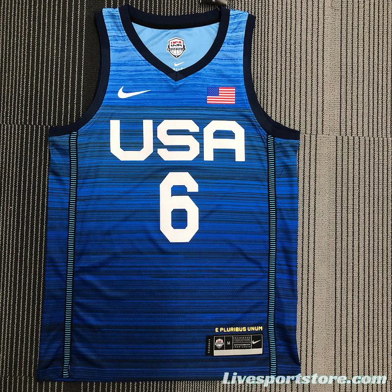 Thai Version Men's Damian Lillard Navy USA Basketball Player Jersey