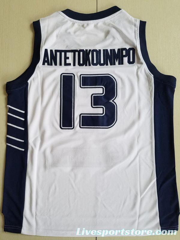 Giannis Antetokounmpo 13 Greece College White Basketball Jersey