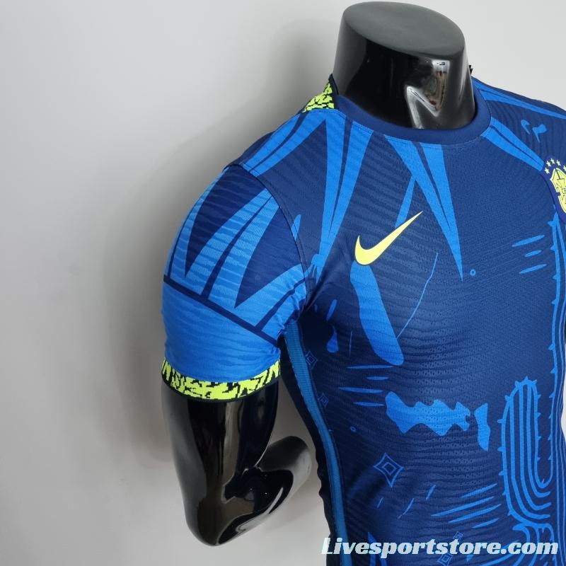 2022 Brazil Player Version Classic Blue Soccer Jersey