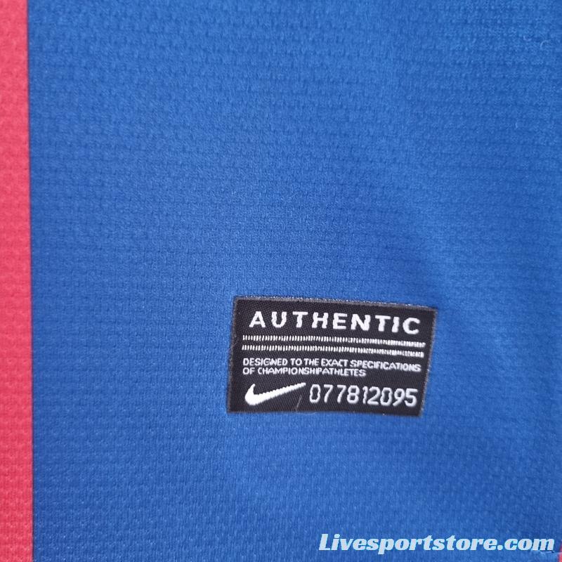 Retro 10/11 Barcelona Long Sleeve Home Soccer Jersey