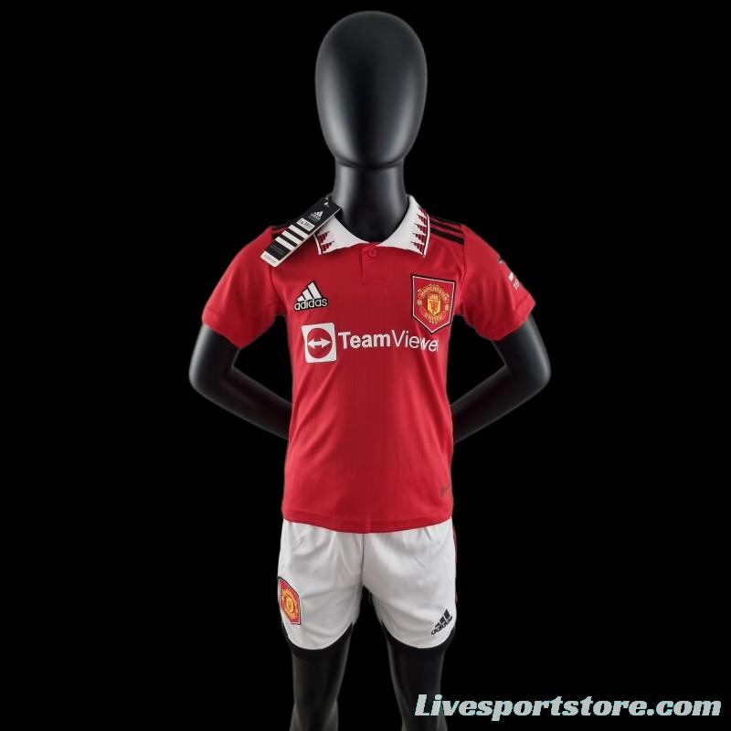 22/23 Kids Kit Manchester United Home 16-28 Soccer Jersey