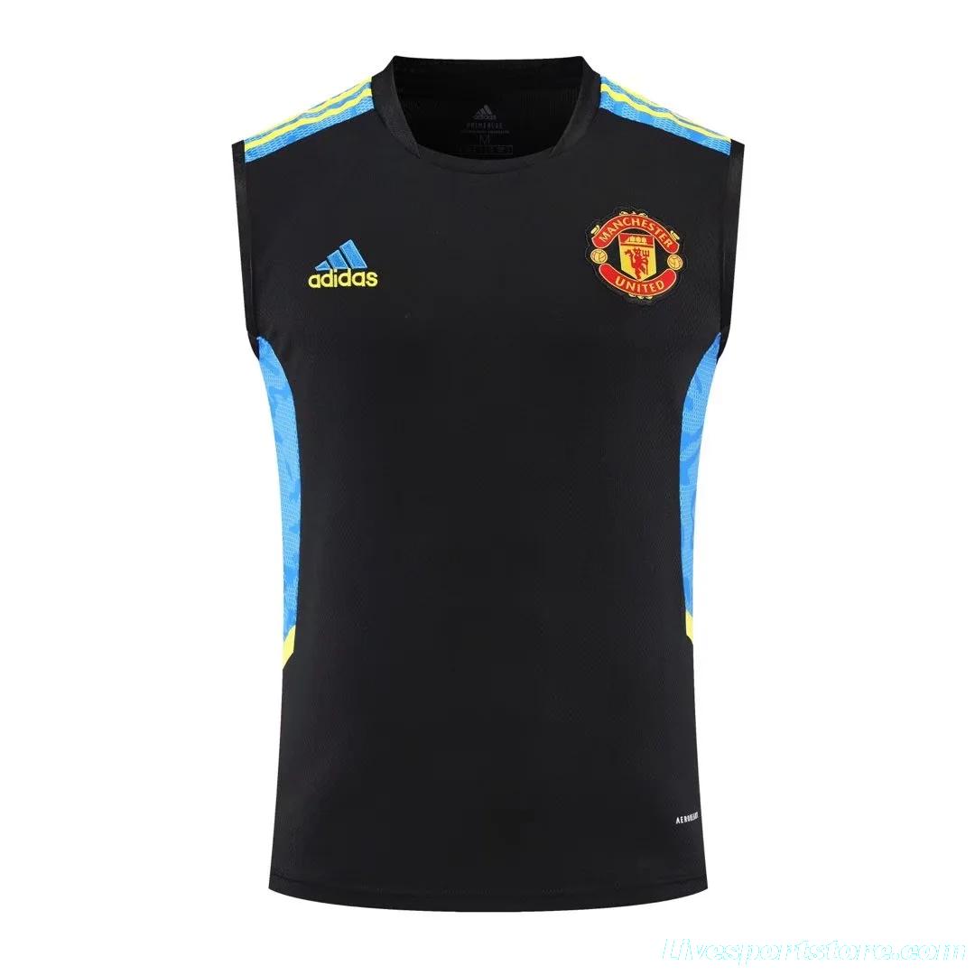 22/23 Manchester United Pre-Training Jersey Black+bule Vest