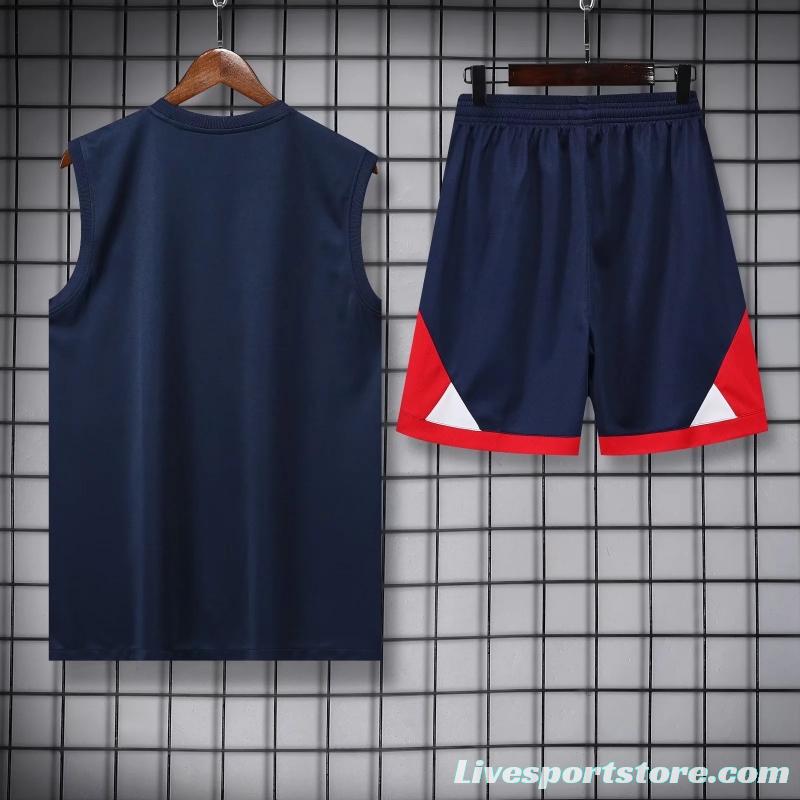 22/23PSG Royal Blue Red Bar Pre-match Training Jersey Vest