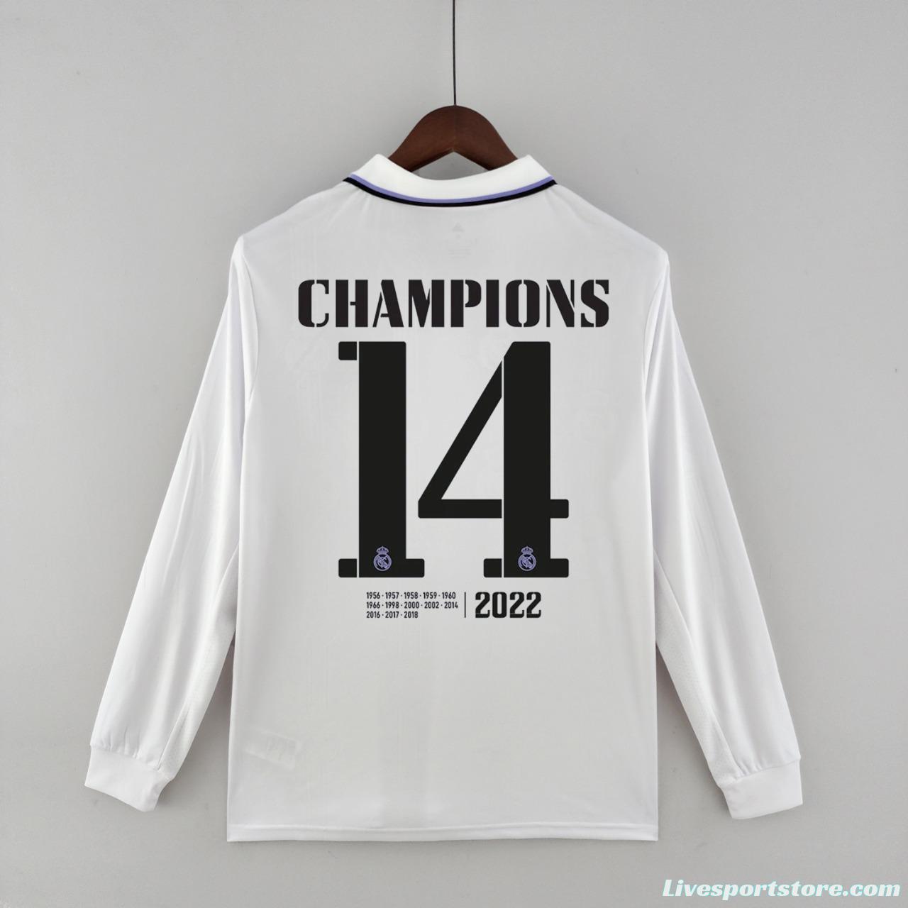 22/23 14 Champions Edition Real Madrid Long Sleeve Home Soccer Jersey