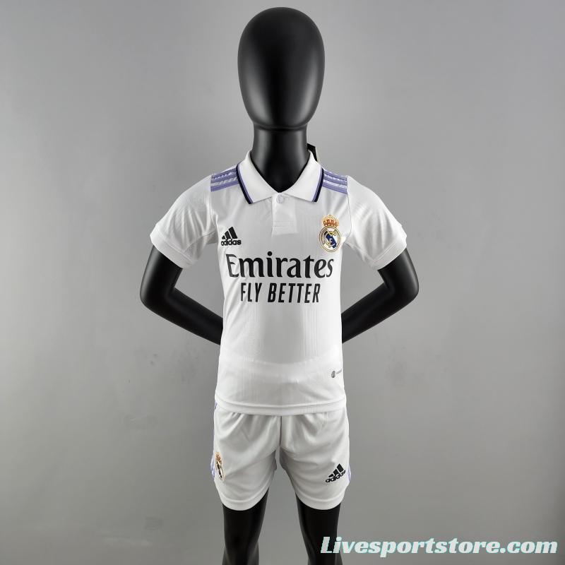 22/23 Kids Kit Real Madrid Home Size：16-28 Soccer Jersey