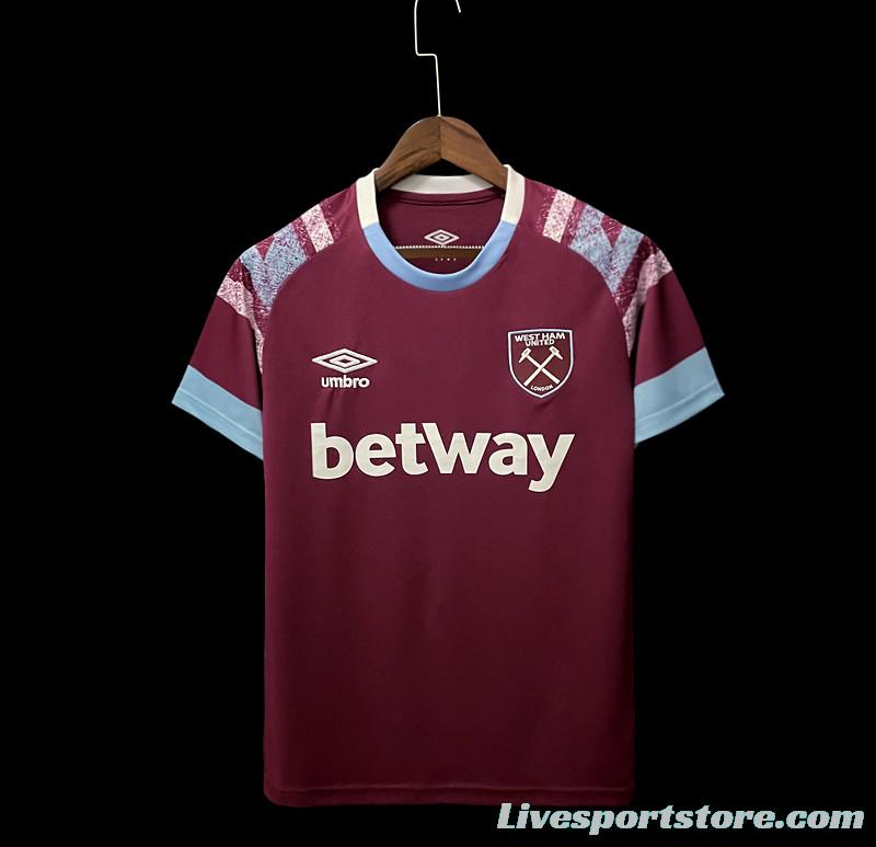 22/23 West Ham Home Soccer Jersey