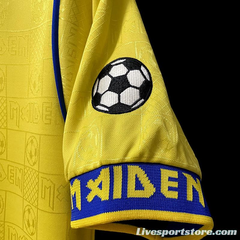 Retro 2008 West Ham Iron Maiden Yellow Jersey