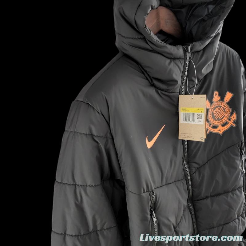 2022 Corinthians Down coat Jacket Black Orange Label