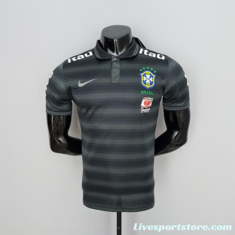 2022 Brazil Polo Black Stripe Jersey