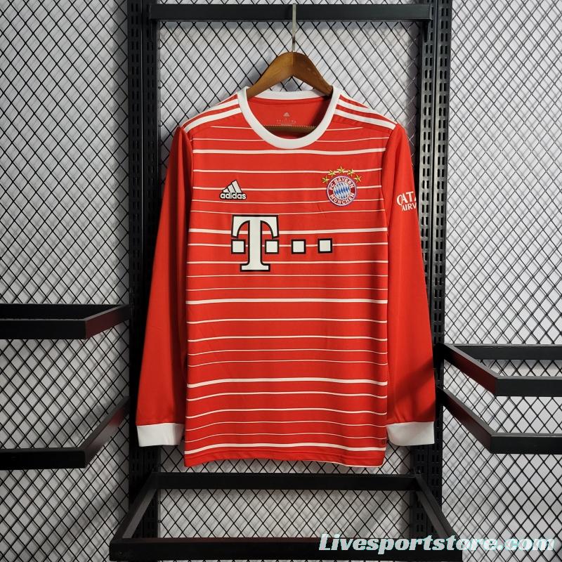 22/23 Long Sleeves Bayern Munich Home Soccer Jersey