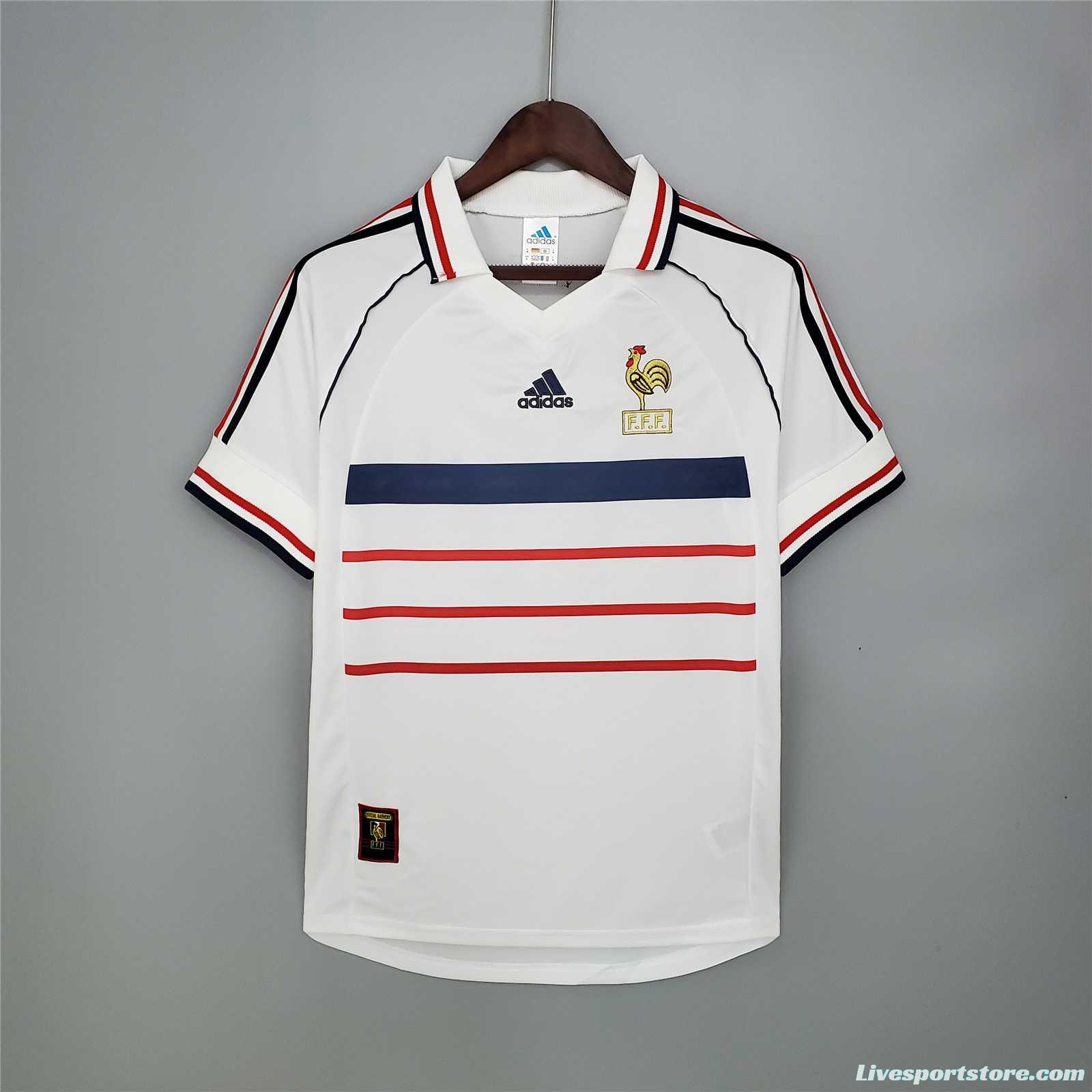 Retro 1998 France Away White Soccer Jersey