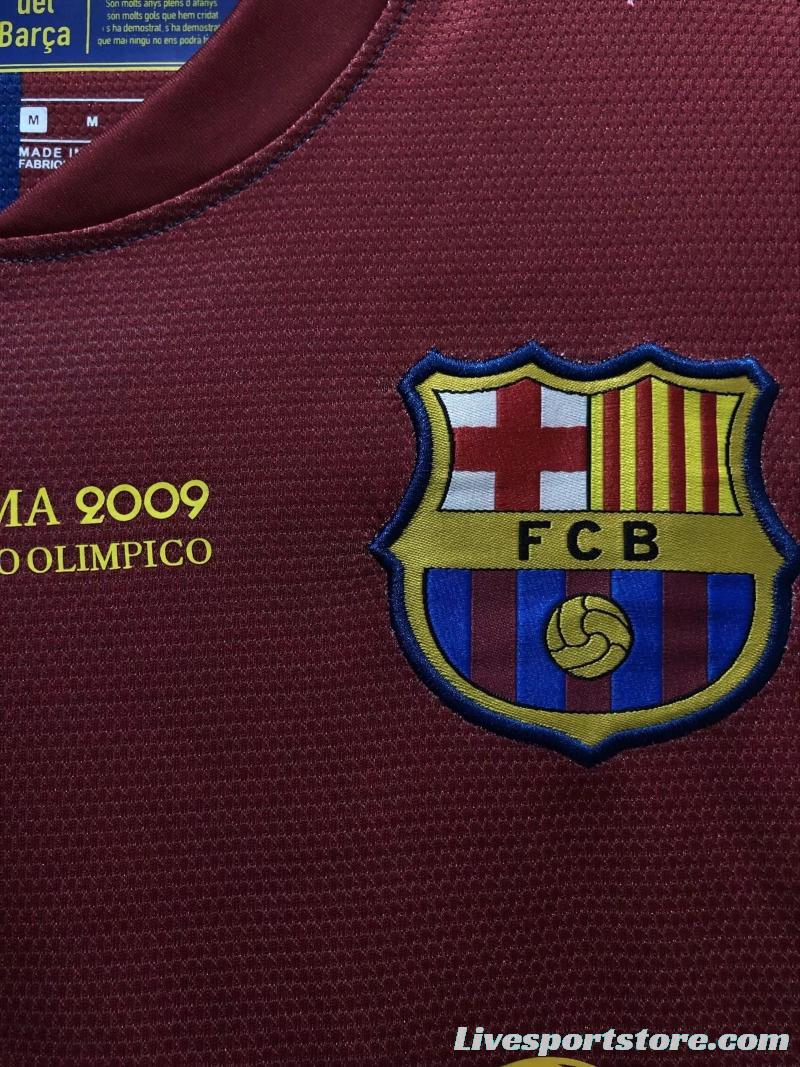 Retro 08/09 Long SLeeve Barcelona Home Champions Version Soccer Jersey