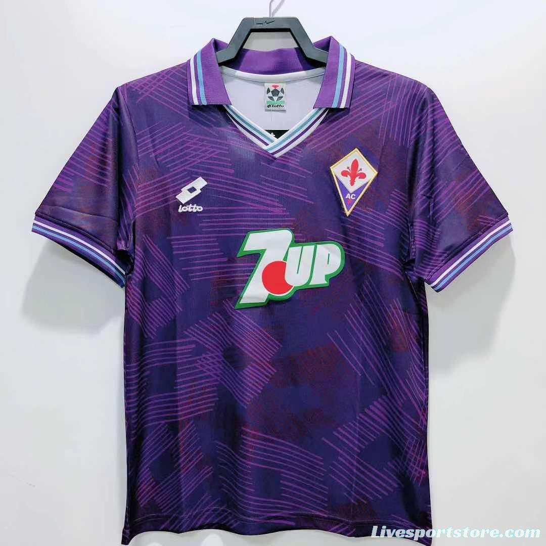 Retro 92/93 Fiorentina Home Soccer Jersey