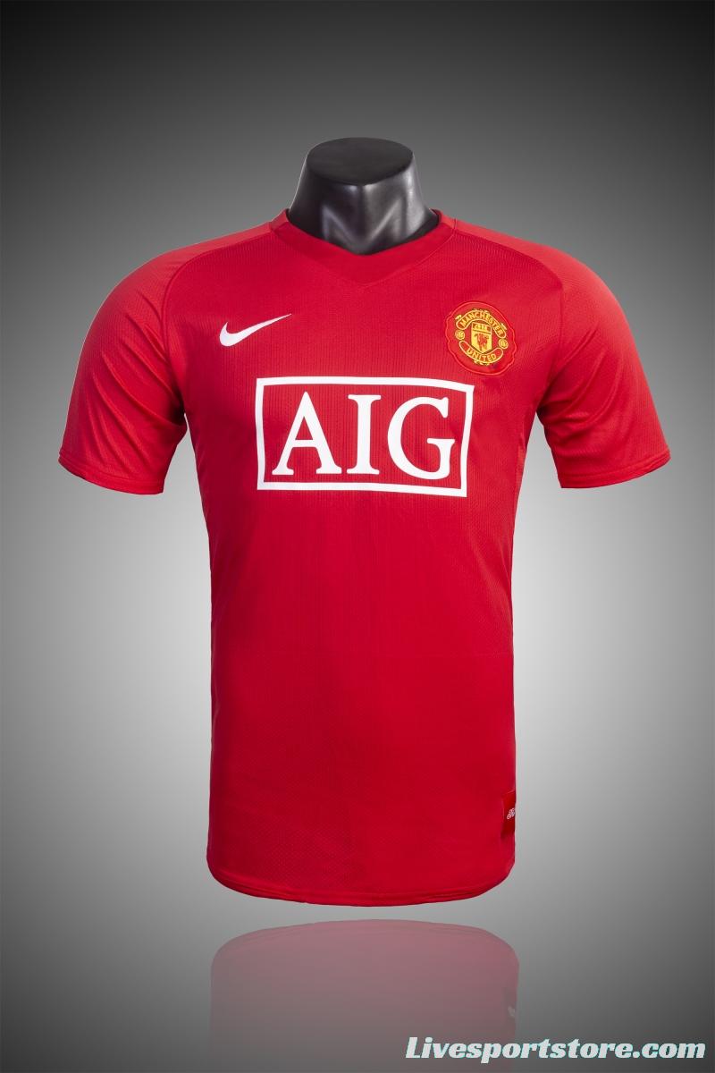 Retro 07/08 Manchester United Home Soccer Jersey