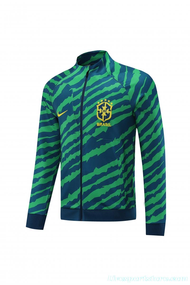 2022 Brazil Green Full Zipper Tracksuit