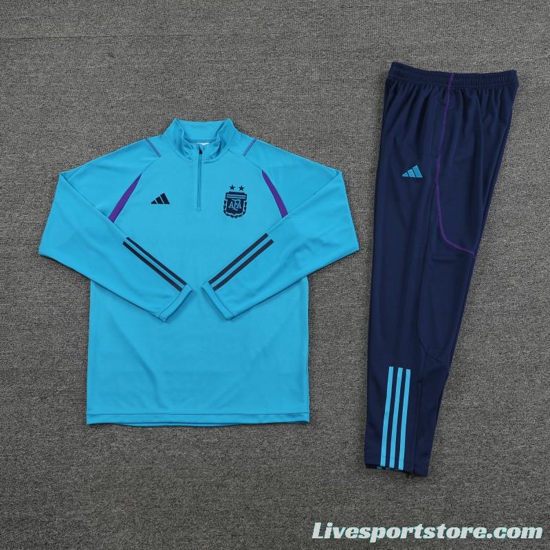 2022 Argentina Blue Half Zipper Tracksuit